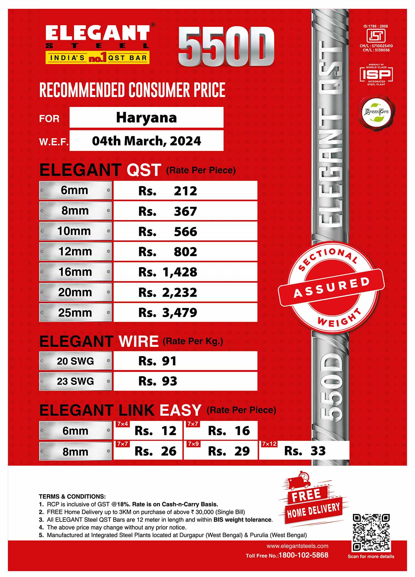 Elegant Steel Elegant TMT Bar Price List!! UPDATED